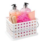 iDesign Spa Plastic Storage Organizer Basket with Handle for Bathroom, Health, Cosmetics, Hair Supplies and Beauty Products, 9.25" x 7" x 5" - White