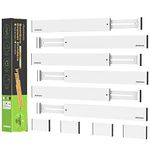 ANTOWIN Bamboo Drawer Dividers, Drawer Separators Splitter,17-22 inches Long Adjustable Spring-loaded Organizer for Large Utensil, Clothes, Tools Drawers, 6 Pack Dividers + 4 Pack Baffle (White)