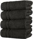 Hawmam Linen Black Hand Towels 4 Pa