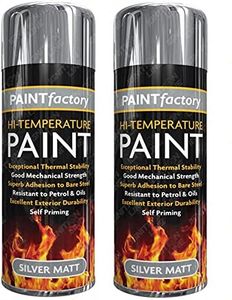 Silver Heat Resistant Matt Silver Spray Paint Stove High Temperature 300ml (2 Spray Cans)