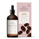 Juicy Chemistry Organic Castor Oil, 100 ml | 100% Pure, Virgin, Cold Pressed & Certified Organic Carrier Oil | Boost Hair Growth for Thicker, Fuller & Stronger Hair | For Eyebrows & Eyelashes Growth