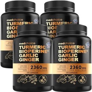 4-in-1 Turmeric and Garlic Supplements with Bioperine 2360 mg Turmeric Ginger Root Capsules with Garlic for Joint, Digestion & Immune Support (120ct, Pack of 4)