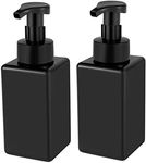 UUJOLY Foaming Soap Dispenser, 15oz Refillable Pump Bottle Plastic for Liquid Soap, Shampoo, Body Wash, 2 Pcs, Black