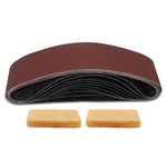 VIBRATITE 4 x 36 Inch Sanding Belts with Belt Cleaner, Aluminum Oxide Sanding Belt 120 Grits Sanderpaper Tool for Belt Sander Woodworking, Metal Polishing, 10 Pack