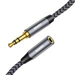 AGARO 3.5mm Male to Female AUX Cable 1.8M,Silver,Black