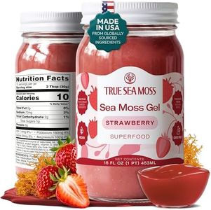 TrueSeaMoss Wildcrafted Irish Sea Moss Gel - Made with Premium Sea Vegetables - Vegan-Friendly, Supports Digestive Health - Made in USA (Strawberry, Pack of 1)