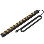 12 Outlets Heavy Duty Metal Socket Power Strip,Oviitech 6-Foot Long Extension Cord with Circuit Breaker. Mounting Brackets Included,Workshop/Industrial use, ETL Certified?Yellow