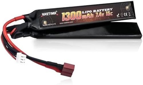 NASTIMA 7.4V 1300mAh Airsoft Lipo Battery, 2S 15C Butterfly Battery Pack Compatible with Deans-T Connector for Airsoft Guns AK47, MP5K, MP5, Scar, M249, AUG, AEG