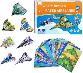 Xuoent Paper Airplanes for Kids, Paper Airplane Craft Kit with 32 Colorful Origami Papers, Easy Fold Paper Plane Kit for Boys and Girls Ages 6-12+ (Digital Manual Only, Fun and Easy to Fold)