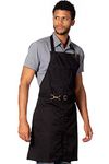 Under NY Sky No-Tie Apron - Deep Black Twill - Black Leather - Split-Leg