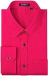 HISDERN Mens Shirts Hot Pink Long S