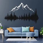 NORTH KAISER Metal Wall Art - Mountain & Forest Metal Wall Decor - Large Wall Sculpture for Rustic Home Living Room Bedroom Indoor Outdoor (White, 38.58'' x 25.72'' / 98 x 65.32 cm)