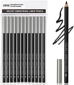 Erinde 12PCS Black Eyeliner Pencil Set, Soft Black Eye Liner Eyebrow pencil Waterproof Natural Matte Hypoallergenic Eyeliners Makeup Pencils, Easy to Color, Long Lasting