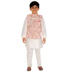 Pro-Ethic Style Developer Kurta Pajama Set For Kids Boys With Waistcoat | Silk | Floral | Traditional Dress (S-209), 15-16 Years, Pink