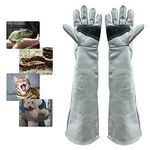 FIPASEN Animal Handling Gloves Bite Resistant, 60cm/ 23.6In Bite Proof Glove for Handling Cat/Dog/Bird/Snake/Lizard/Falcon/Reptile, Anti-Bite Protection Gloves (Light Color)