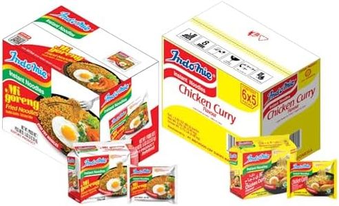 Indomie Mi Goreng Instant Noodles, Halal, 60 Pack 30 Original + 30 Chicken Curry Flavor (Pack of 60)