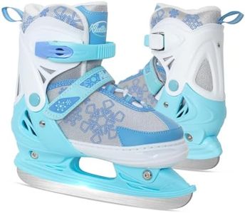 Nattork Blue Ice Skates for Kids, Boys and Girls, Hockey Lace-Up Adjustable Skates - Soft Padding and Reinforced Ankle Support with 4 Sizes Adjustments