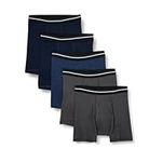 Amazon Essentials Men's Tag-Free Boxer Briefs, Pack of 5, Charcoal/Dark Blue/Dark Navy, M