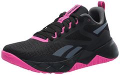 Reebok Women's Nfx Cross Trainer, Cblk/Pure Grey 7/Laser Pink, 5
