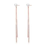 Philip Jones Rose Gold Plated Pearl Dangle Earrings Created with Zircondia® Crystals