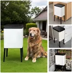 Ornato Dog Poop Trash Can Outside,Tall high Legs 4 Gallon stainess Steel Dog Waste Press Trash Can with Lid,Include Inner Bucket and Universal Wheels,Backyard,Patio,Garage, Outdoors,Garbage Can