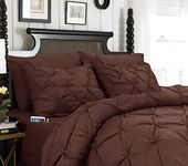 Elegant Comfort Bed-in-a-Bag Silky Soft Includes Sheet Set with Storage Pockets, Microfiber, Brown, Twin/Twin XL