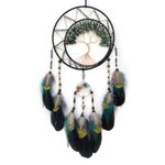 RAGKUU Black Tree of Life Dream Catcher Handmade Feather Dream Catchers Wall Hanging Ornaments for Bedroom Home Decor Blessing Gift Wedding Party