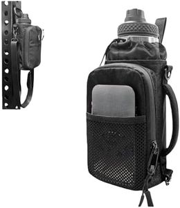 MANCREEK Magnetic Gym Bag with Phone Pocket - Nylon Water Bottle Carrier with Adjustable Shoulder Strap & Towel Hook, Fits Standard Bottles Up to 3.9" Diameter
