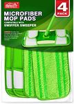 HOMEXCEL Microfiber Mop Pads Compatible with Swiffer Sweeper Mops, Reusable and Machine Washable Floor Mop Pad Refills, Mop Head Replacements for Multi Surface Wet & Dry Cleaning, Pack of 4