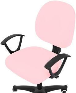 Smiry Stretch Jacquard Office Computer Chair Covers, Removable Washable Universal Desk Rotating Chair Slipcovers Protector, Seat + Backrest Cover, Blush Pink