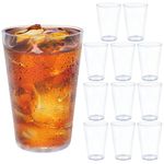 REALWAY 32 OZ Large Plastic Cups Reusable Set of 12，Clear Unbreakable Iced Tea Tumblers, Stackable Drinking Cups for Poolside Party Home Travel BPA-free Top-rack Dishwasher Safe,Freezer Safe