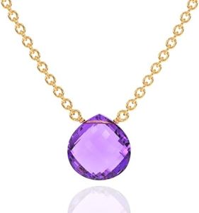 Amethyst Necklace for Women, Premium Gold Heart Necklaces for Women - Tarnish Free 18K Gold Vermeil Certified S925 Classic Statement Necklace Gold Jewelry for Women - Mothers Day Gifts for Mom Wife