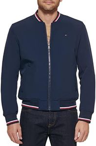 Tommy Hilfiger Men's Lightweight Varsity Rib Knit Bomber Jacket, Midnight Soft Shell, 3X-Large