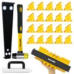 NAACOO Laminate Flooring Tools, Flooring Installation Kit，Professional Vinyl Flooring Tools - Tapping Block with Handle, 10” Contour Gauge, Pull Bar, 2 in 1 Flooring Spacers, Rubber Mallet