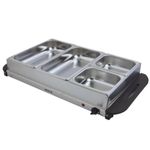 Trendi Electric Buffet Server Section Removeable Tray - Stainless Steel, Adjustable Temperature Control, Generous Capacity, Multifunctional Buffet (Silver 4 Section)