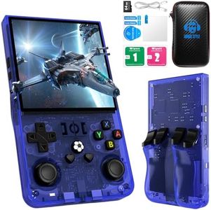 R36MAX Retro Handheld Game Console, 4.0 Inch 720x720 IPS Screen, Built-in 18,000+ Classic Game, Portable Hand Held Open Source Linux System, 4000mAh Battery Retro Gaming Console (Blue 64GB)