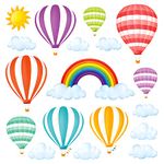 DECOWALL DS-1801 Rainbow and Hot Air Balloons Kids Wall Stickers Decals Peel and Stick Removable for Nursery Bedroom Living Room art murals decorations decor decorative repositionable bathroom kitchen