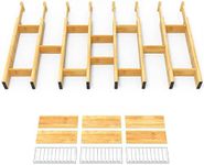 SpaceAid Bamboo Drawer Dividers with Inserts and Labels, Kitchen Adjustable Drawer Organizers, Expandable Organization for Home, Office, Dressers and Bathroom, 8 Dividers with 18 Inserts (17-22 in)