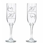 Always Looking Good Engraved 20th Wedding Anniversary Set of 2 Champagne Flute Glasses China Wedding Engraved Glasses Engraved Champagne Flute