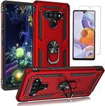 LG Stylo 6 Case, with HD Screen Protector, YZOK Military Grade Protective Phone Case with 360 Degree Rotating Metal Ring, Holder Kickstand, Anti-Scratch Bracket Cover Case for LG Stylo 6 (Red)