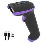 Tera Barcode Scanner Wireless Versatile 2-in-1 (2.4Ghz Wireless+USB 2.0 Wired) with Battery Level Indicator, 328 Feet Transmission Distance Rechargeable 1D Laser Bar Code Reader Handheld 5100 Purple