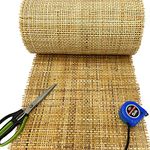 MINHKUST 24" Width Natural Brown Dark Square Rattan Cane Webbing Roll for Caning Projects | Pre-Woven Radio Mesh Cane Webbing Sheet for Furniture, Chair, Table, Ceiling (3 FEET)