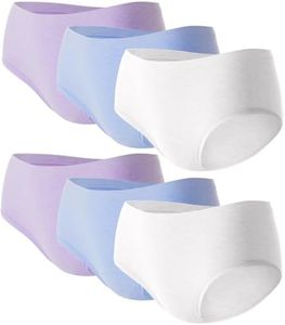 BAMBOO COOL Teen Girls Seamless Underwear Soft Stretchy Tagless Panties Moisture-Wicking Breathable Briefs 7-16 Years 6 Pack