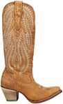 Corral Boots Womens Gold Embroidery Round Toe Casual Boots Knee High Mid Heel 2-3" - Brown, Golden, 8.5