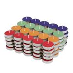 Bright Candles 3 Hour Burn Wax Tealight Candles Set of 50 for Diwali Decoration Item, Diwali Decoration Gift Items for Home Decor, Wax Tea Light Candles for All Festival (50 Colour Candles)