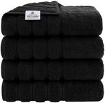 American Soft Linen Luxury 4 Piece Bath Towel Set, 100% Turkish Cotton Bath Towels for Bathroom, 27x54 in Extra Large Bath Towels 4-Pack, Bathroom Shower Towels, Black Bath Towels