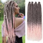 QRHSUKA Dreadlock Extensions 24 Inch Synthetic Hippie Single Ended Dreads 15 Strands Ombre Pink 0.6 cm Width Loc Extensions Reggae Style Crochet Hair for Women (24 Inch (15 Strands), T1B/Pink)