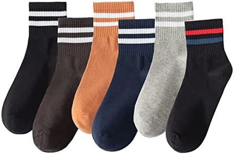 Digoon 6 Pairs Fashion Striped Athletic Socks for Women,Casual Cute Vintage Crew Socks,All Season Socks for Women (Multicolor-3)