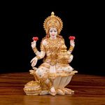 SEVLIYA TRADERS 7", Goddess Action Lakshmi Marble Idol Statue Marble Dust Goddess Of Money & Wealth Statue Laxmi Maa Sculpture | Beautiful Hindu Goddess Antique Finish (Multicolour, Standard)