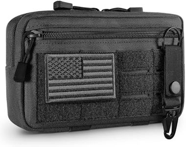 FRTKK Tactical Molle Admin Pouch Utility Laser Cut EDC Tool Pouch Bag Horizontal Modular Pouches Include US Flag Patch and Keychain (Black)